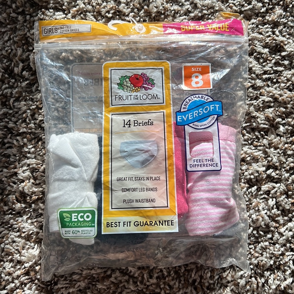 Girls Tag-free Cotton Briefs Size 8